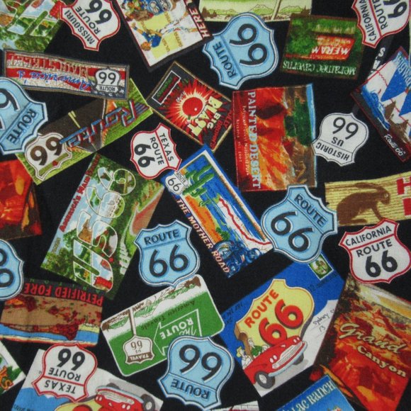 The Cats Pajamas PJ Lounge Pants Route 66 Collage Mens Medium Pockets Cotton - Picture 10 of 11